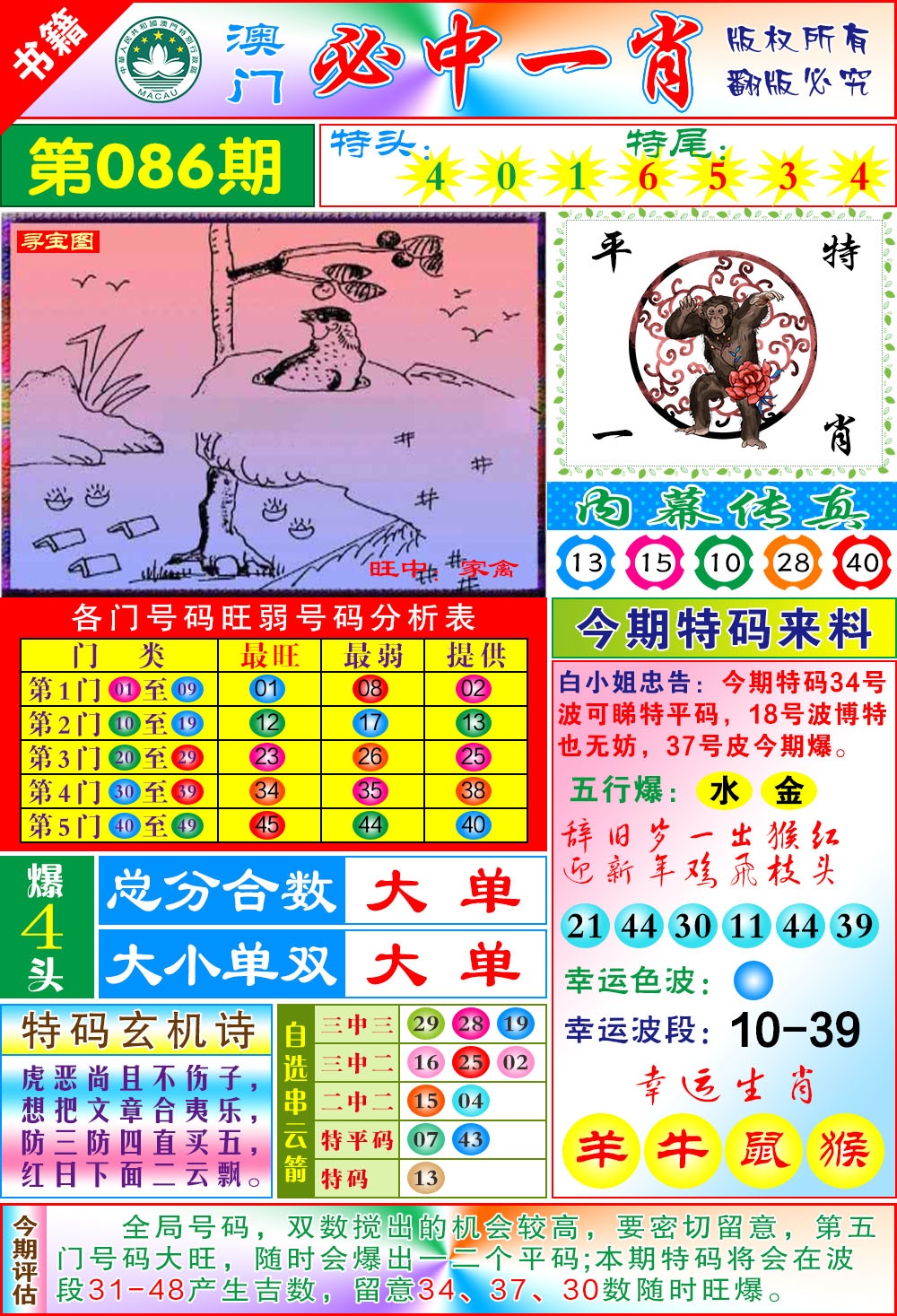 086期澳门玄机一特[图]